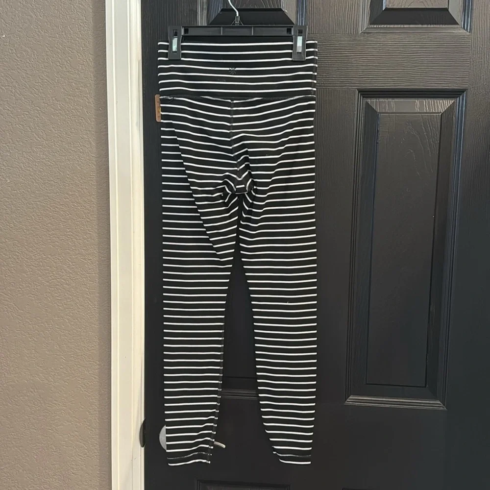 Athleta Black and White Striped Leggings - Picture 3 of 3